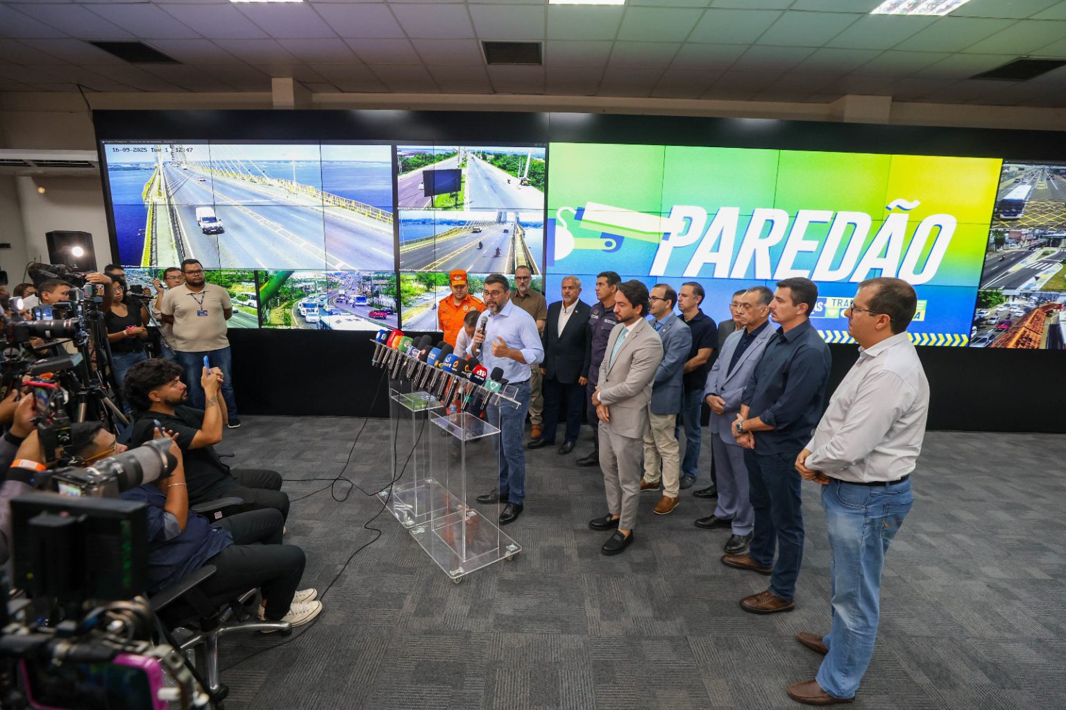 Governador Wilson Lima em coletiva de imprensa - Wilson Lima apresenta resultados do Sistema Paredão com nova tecnologia de segurança