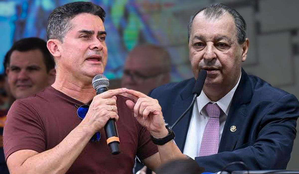 Imagem mostra, do lado esquerdo, David Almeida e ao lado DIreito Omar Aziz - Aziz e David Almeida se reúnem após tensão política em 2026